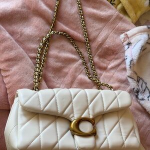 COACH Tabby 26 Quilted Chalk White & Gold NWOT